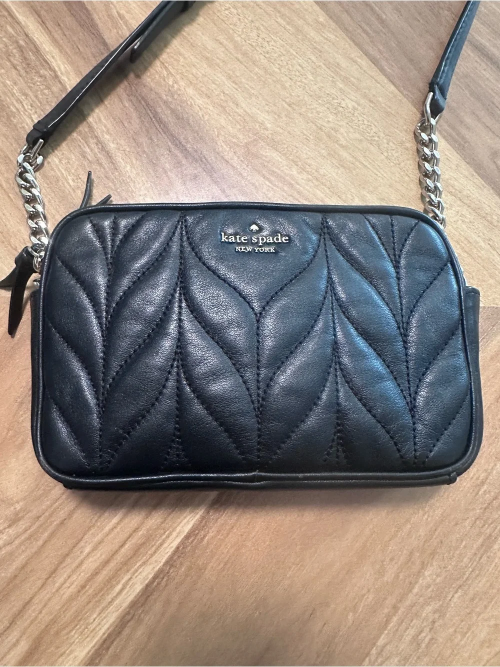 Kate Spade black leather Briar Lane quilted Kendall crossbody purse